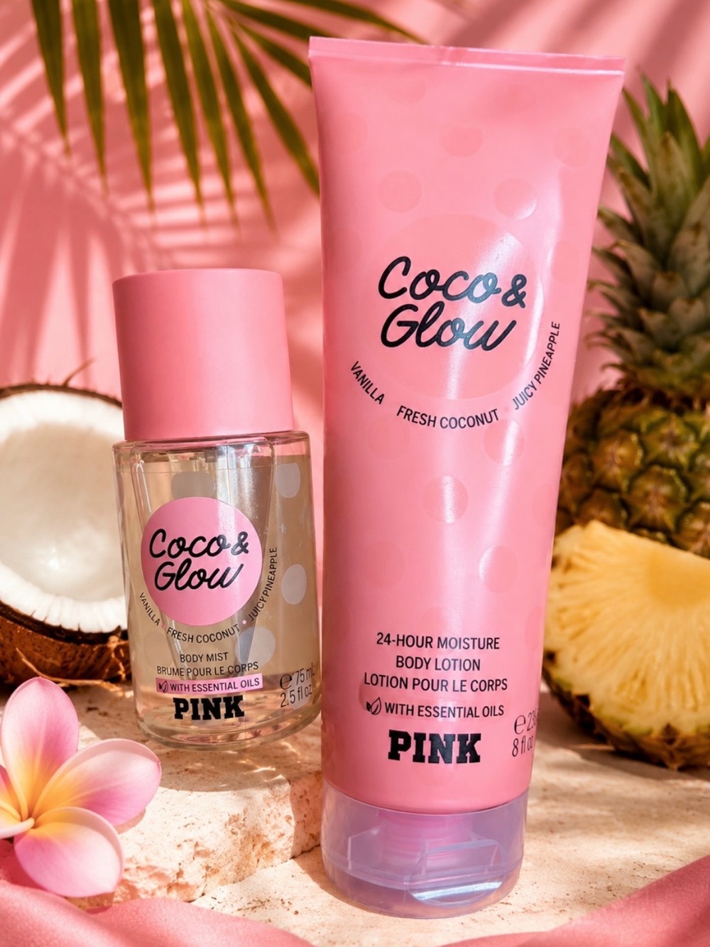 PINK Victoria's Secret 
Coco & Glow Body Lotion and Mist